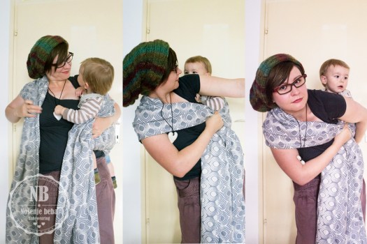 Prebacivanje bebe na leđa u tkanoj marami. 