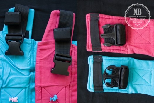 ISARA baby i toddler veličina razlikuju se pretežno samo u dimenzijama. Na svim ISARA klokanicama nalaze se Duraflex kopče. Panel se proširuje pomoću čičaka skrivenih u unutrašnjoj strani pojasa. 