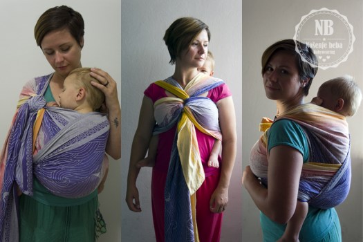 Oscha Okinami Aegle vel. 4 u različitim vezovima. Lijevo: IOCHCC s kliznim čvorom. Sredina: kratki vez Hannah's Eyelet Knotless. Desno: WDH (Wendy's Double Hammock). 