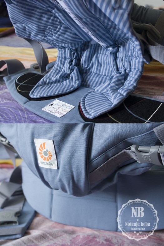 Prilagođavanjem panela s vanjske i unutarnje strane oblikuje se nosiljka tako da sugerira duboko sjedanje bebe u panel.