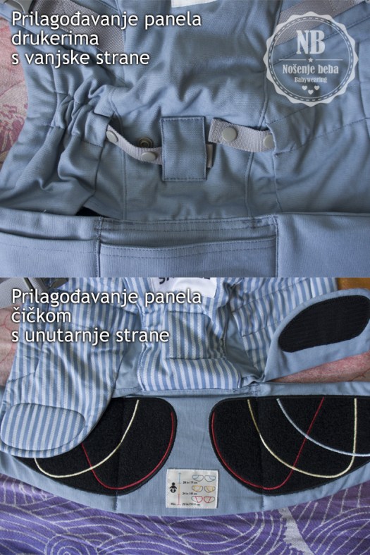 ERGObaby ADAPT ima panel koji se prilagođava s unutarnje i vanjske strane.