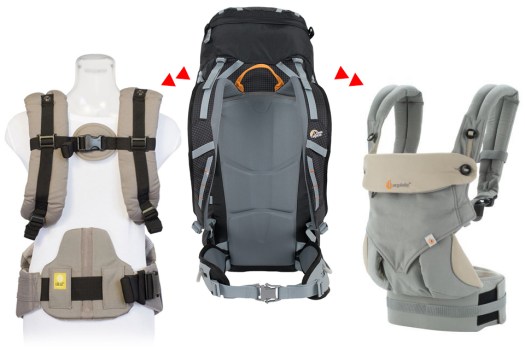 LÍLLÉbaby, planinarski ruksak i Ergo 360: proizvođači oblikovanih nosiljki nerijetko dobra rješenja radi udobnosti i odličnog raspoređivanja težine preuzimaju s planinarskih ruksaka.