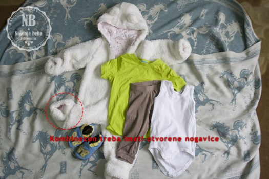 Ukoliko beba i vi idete negdje gdje ćete često izlaziti na hladnoću i vraćati se gdje je toplo, dobar je izbor da se oboje toplo odjenete ali da zadnji sloj dijelite: npr. veliki kardigan ili vestu.