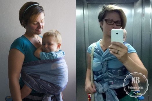 Yakutat poslije rezanja na kratku maramu i sling (lijevo) i prije (desno). Vezovi su kratki prednji torzični vez (SFTC; lijevo) i DHwSS ("double hammock with a sternum strap) desno. 