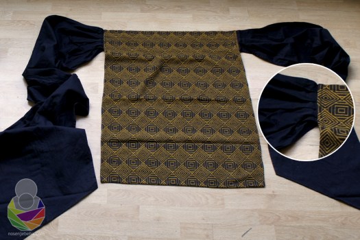 Tabitin tradicionalniji podegi s panelom ("dekicom") od Soul Slings tkane marame. 