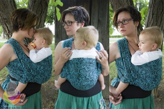 Jednoslojni vez za dugo vruće ljeto u Neko Slings pamučnoj tkanoj marami s orijentalnim tkanim uzorkom.