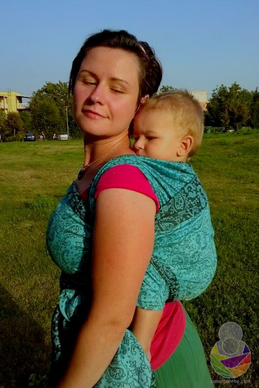 Tkana marama Efes Paisley u boji Sky. Vez je klasični DH (double hammock). 