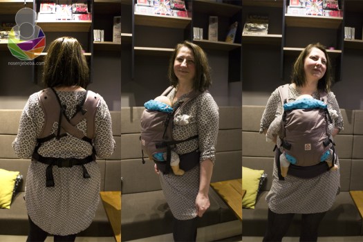 Nosiljka je smišljena za bebe od rođenja (3,5 kg) i tako da odgovara svakom obliku tijela. Na fotografijama je uvoznica nosiljke Ruckeli Dominika Matijaš (www.eko-butik.com) koja je visoka 177 cm i teži oko 90 kg.